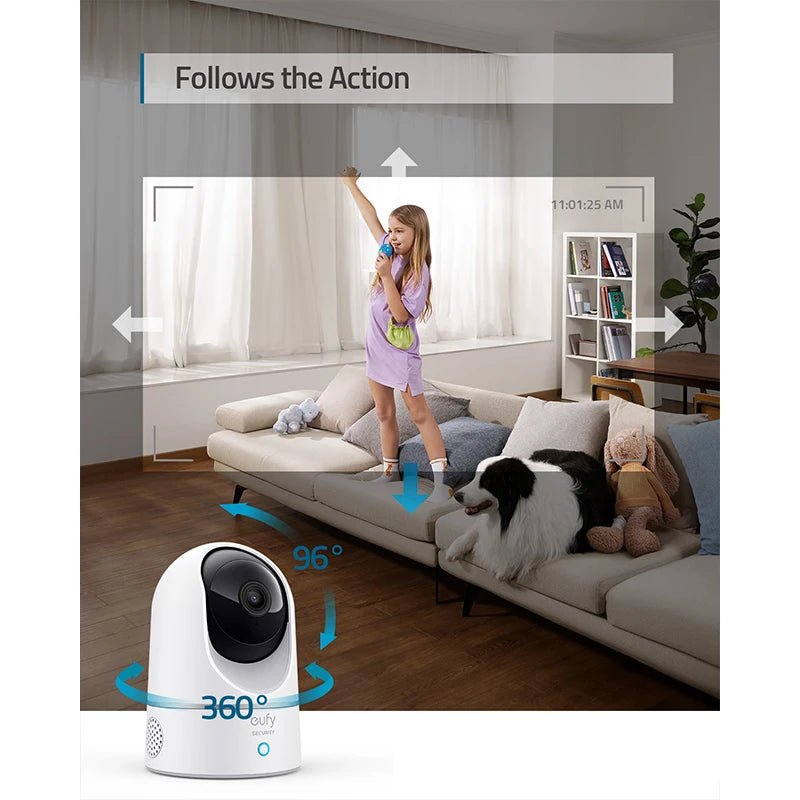 (EU stock)Eufy Security Indoor Cam 2K Indoor Security Camera Pit Pivot Security Camera