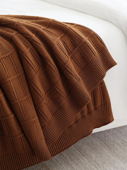 American-Style Thickened Knitted Wool Cover Blanket Solid Color Simple Bed End Towel Blanket Multifunctional Decorative Blankets