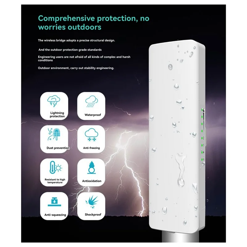 ABGI-Wifi Bridge WIFI Signal Extender  Outdoor 3-5KM Long Rang Network Monitoring EU Plug