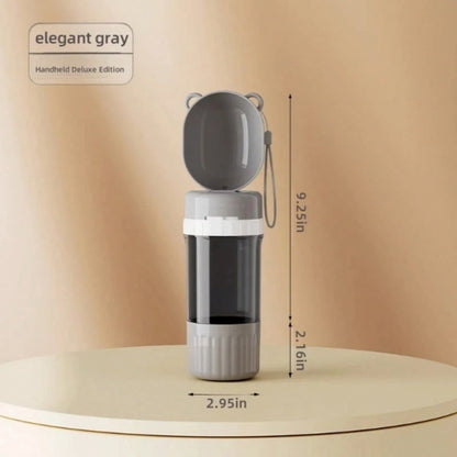 2-in-1 Leakproof Pet Bottle: 400ml Water + 180ml Food | On-the-Go Dog/Cat Travel Bowl for Hiking/Camping | Compact Dual Storage