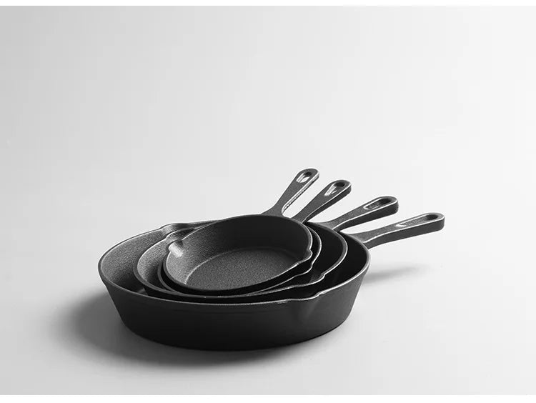 Cast Iron Pan Uncoated Frying Pan Small Frying Egg Pan Household Pan Kitchenware Set Oil Splashing Pan Cast Iron Cookware Frying