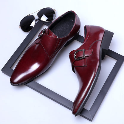 Men's Pointed Toe Business Leather Shoes Comfortable Wear Shoes Metal Buckle Men's Shoes Dress Shoes Men Wedding Shoes Sz 39-48