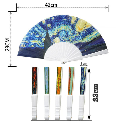 Oil Painting World Famous Painting Folding Fan Plastic Fan Art Craft Gift Home Decoration Ornaments Dance Hand Fan Gifts