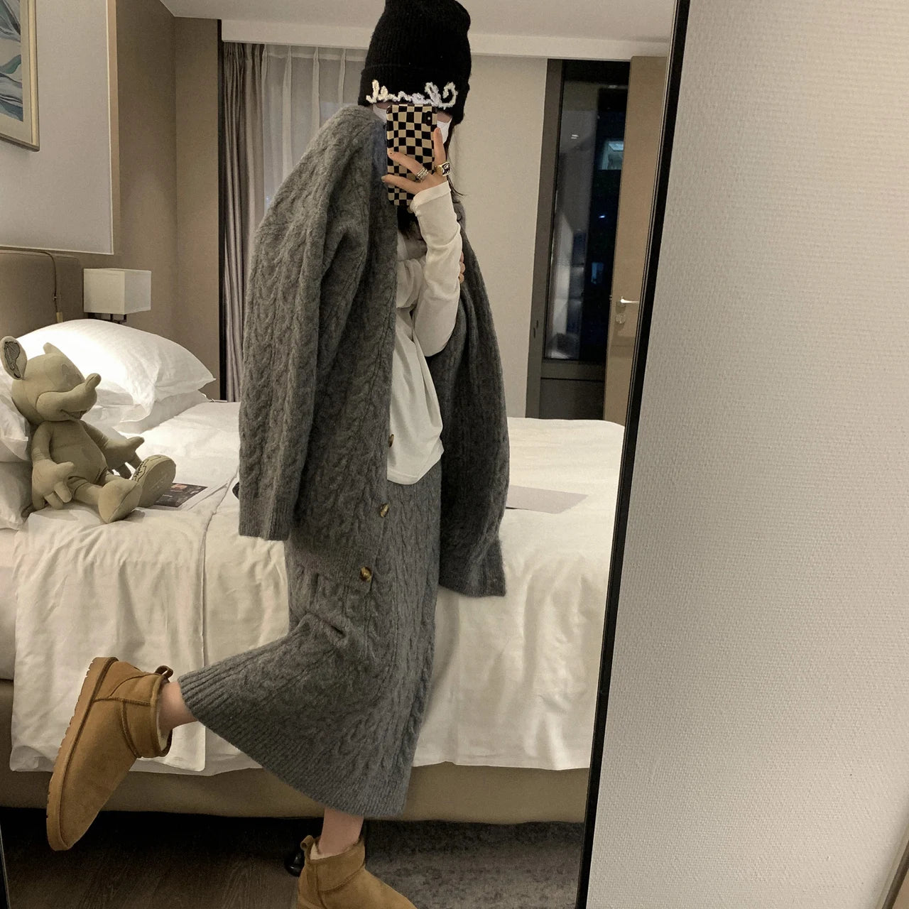 Women Sweater Winter 2 Piece Sets Elegnat Knitted Suits Female Sweaters Vintage Womens Skirt High Waist Autumn Vintage Vestidos