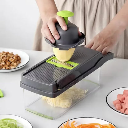 14/16pcs Multifunctional Vegetable Slicer Cutter Food Grade Shredder with Basket Fruit Potato Onion Mincer Chopper Carrot Grater
