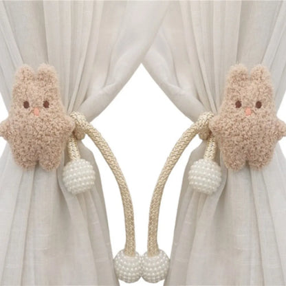 2Pcs Ins Cartoon Bear Curtain Cute Plush Window Curtain Buckles 3D Decorative Bear Curtain Tieback Curtain Accessories