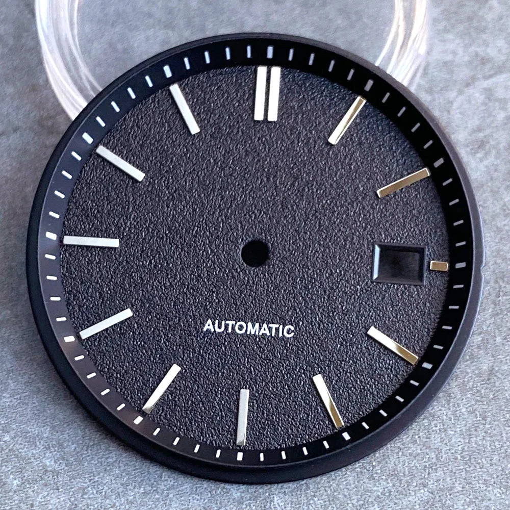 33.5mm Salmon Pink Black White Watch Dial Silver Hand Set Fit NH35 NH36 Automatic Movement Diving Men Watch Parts