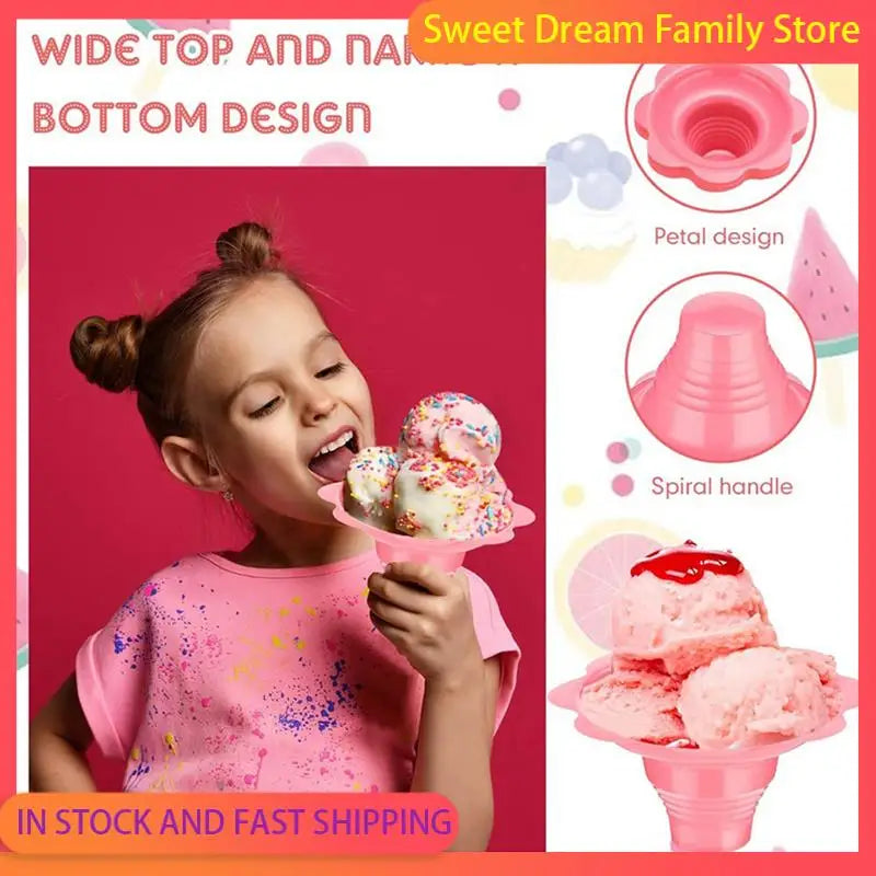 Emption!800 Pieces 4 Oz Colorful Shaved Ice Cups Flower Shaped Snow Cone Cups Leak Proof Plastic Snack Ice Cream Bowls