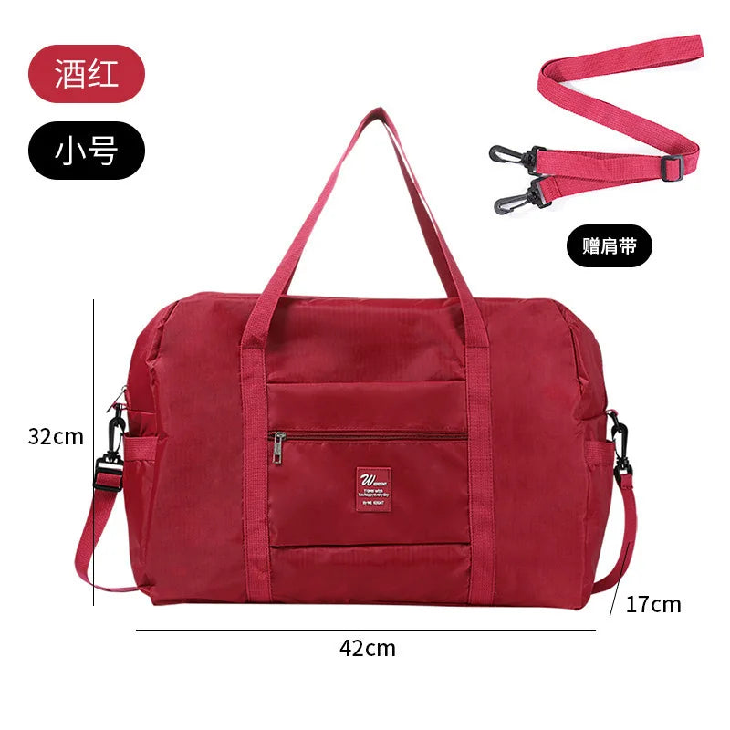 2025 Newest Moving Luggage Bag Hand-held Drawbar Travel Bag Women's Business Foldable Travel Clothing Storage Bag
