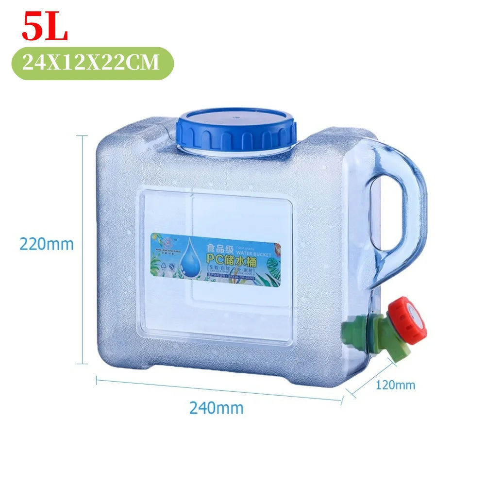 5 L Water Container with Faucet Water Carrier Canister Large Capacity Water Bottle Water Can Bucket Food Grade Water Container