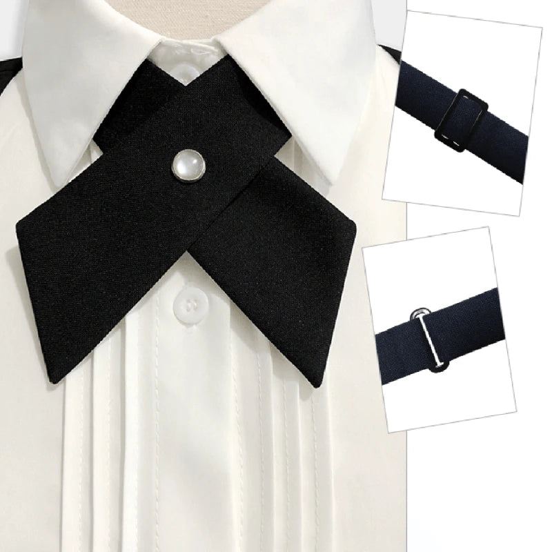 Crisscross Bow Tie Fashionsolid Color  Detachable Collar jk Apparel Accessories