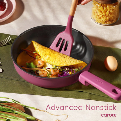 Kitchen Cookware Sets, Nonstick Pots and Pans Set, Induction Cookware, 16 Pcs, Rose Pink