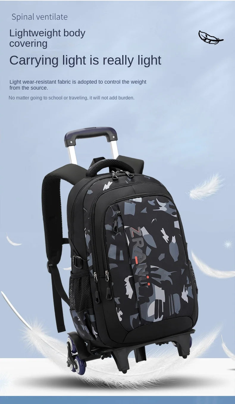 School Rolling backpack bag School Bags with wheels Student wheeled Backpacks for boys Children School Trolley Bag Waterproof