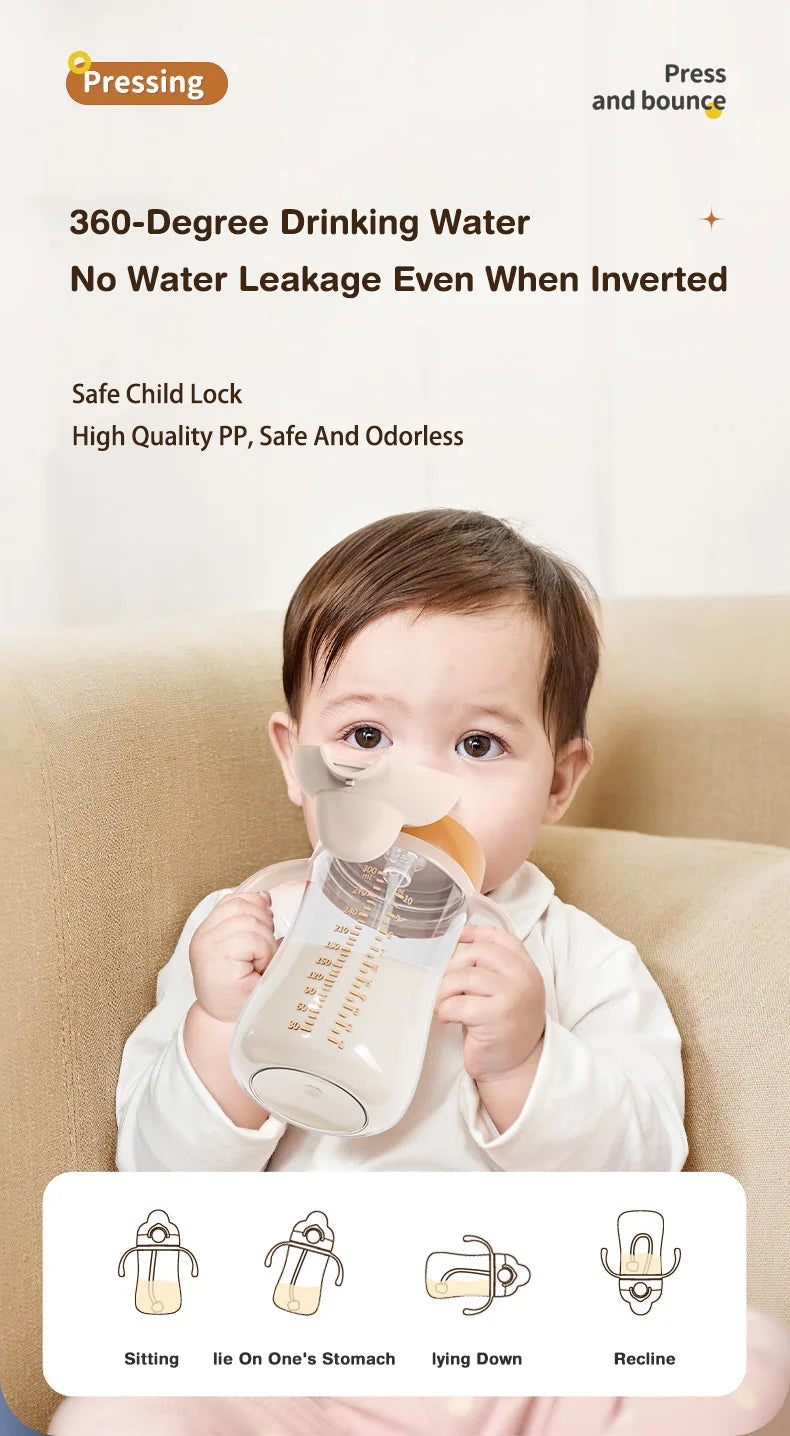 Portable Baby Water Bottles 300ml Baby Feeding Cup With Straw Children Learn Feeding Drinking Bottle Kids Training Cups BPA Free
