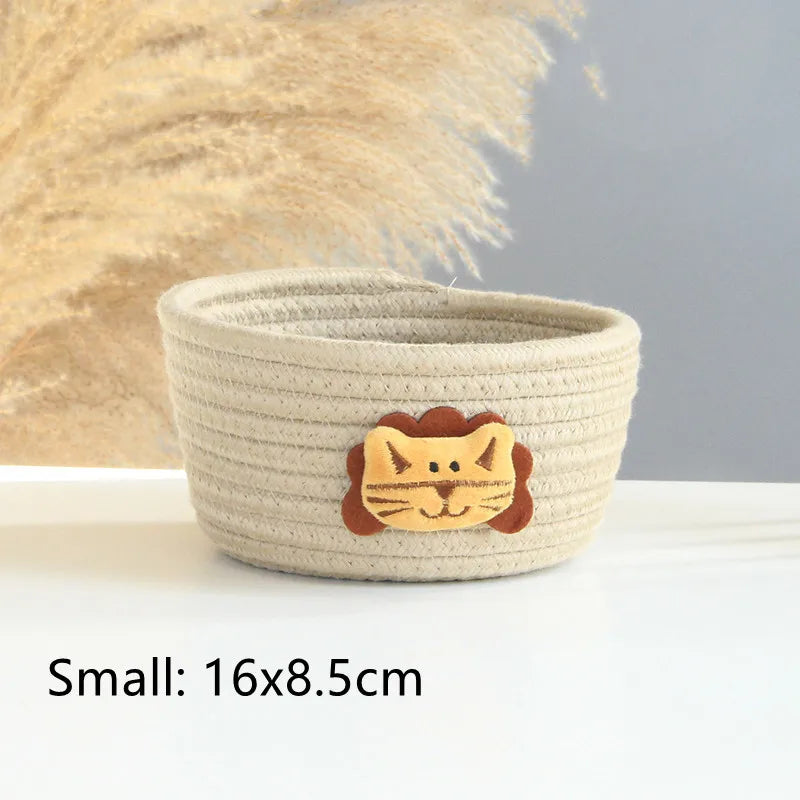 Cartoon Animals Hand Woven Storage Basket Kids Toys Desktop Organizer Sundries Storage Box Laundry Baskets storage box