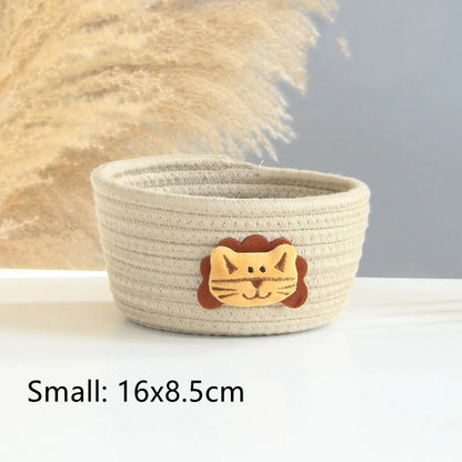 Cartoon Animals Hand Woven Storage Basket Kids Toys Desktop Organizer Sundries Storage Box Laundry Baskets storage box