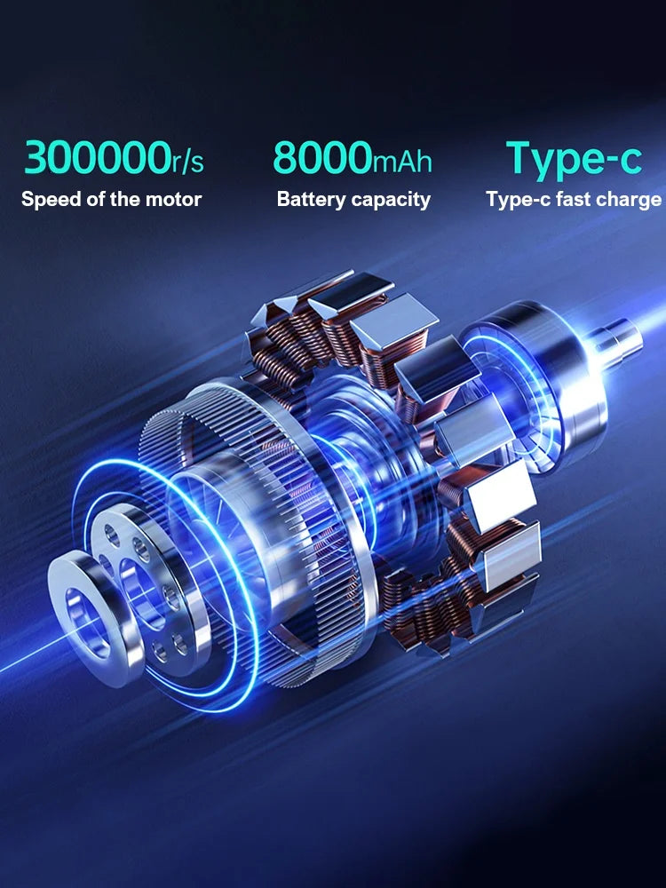 X9 Violent Fan 300000RPM Powerful Air Blower Vacuum Cleaner Type-C Charging Strong Winds 58m/s Brushless Turbo Jet Blower Dryer