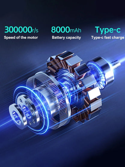X9 Violent Fan 300000RPM Powerful Air Blower Vacuum Cleaner Type-C Charging Strong Winds 58m/s Brushless Turbo Jet Blower Dryer