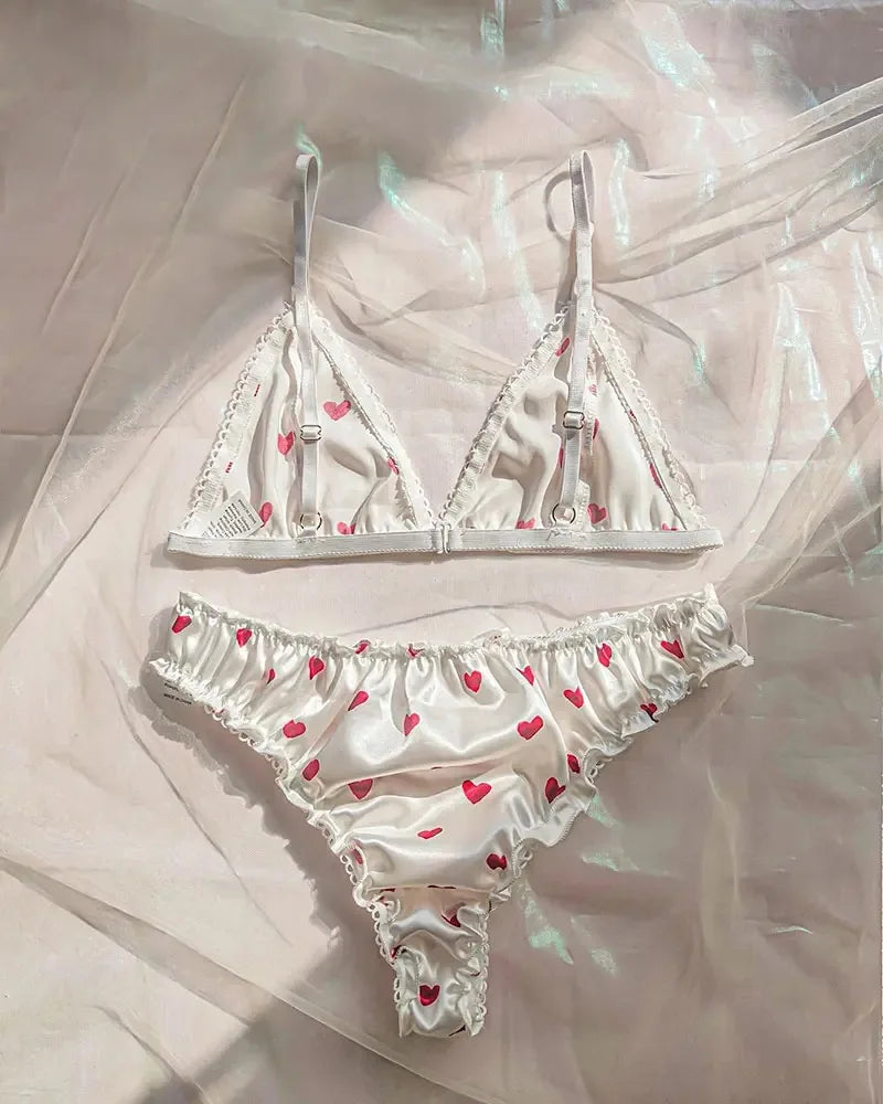 Women's Erotic Lingerie Suit Bowknot Sexy Wire Free Lingerie Underwear Two Piece Female White Set Set Sexy Lingerie Woman's Bra