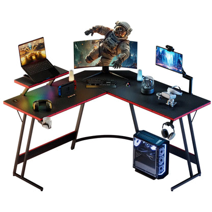 Computer Desk, L Shaped Gaming Computer Corner Desk PC Gaming Table with Large Monitor Riser Stand , Desk Computer