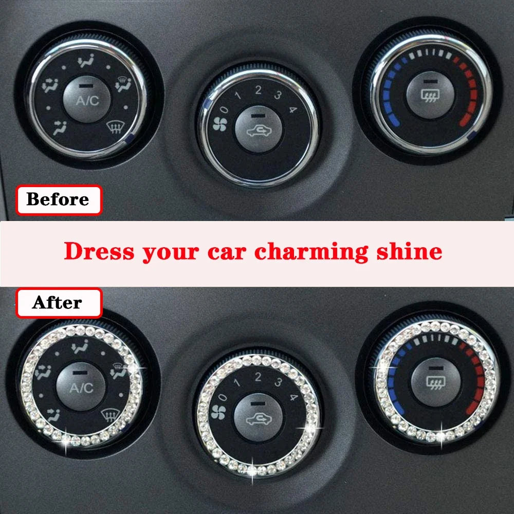 Car One-Click Engine Start Stop Switch Button Cover Crystal Rhinestone Cover Protector Ring Hand-set Sticker Decoration