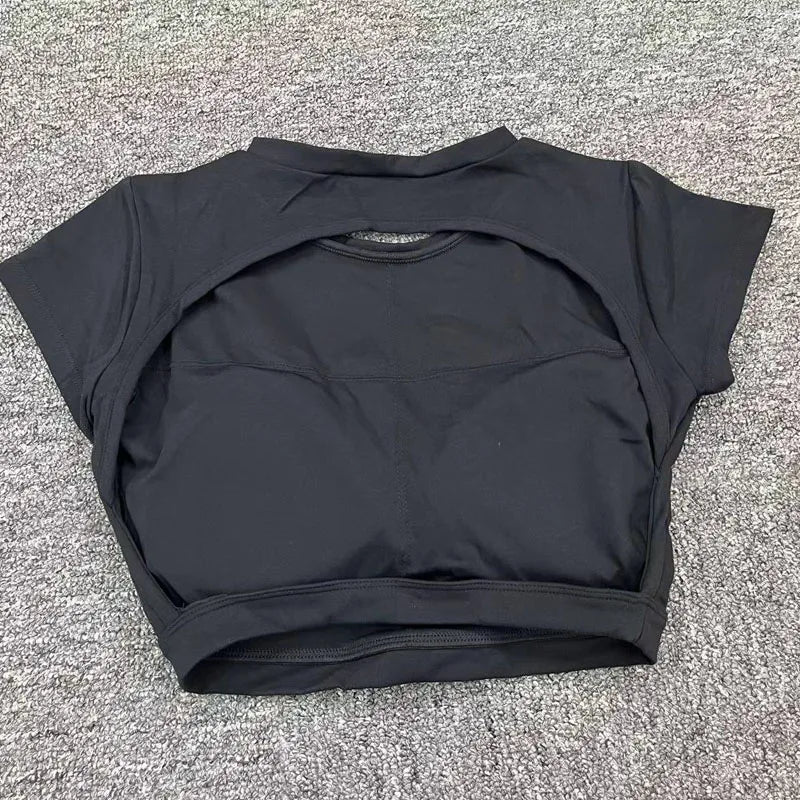 New Sports Shirts Breathable Workout Sportswear Fitness Backless Yoga Clothing Chest Pads Sport Crop Tops Gym Top Women