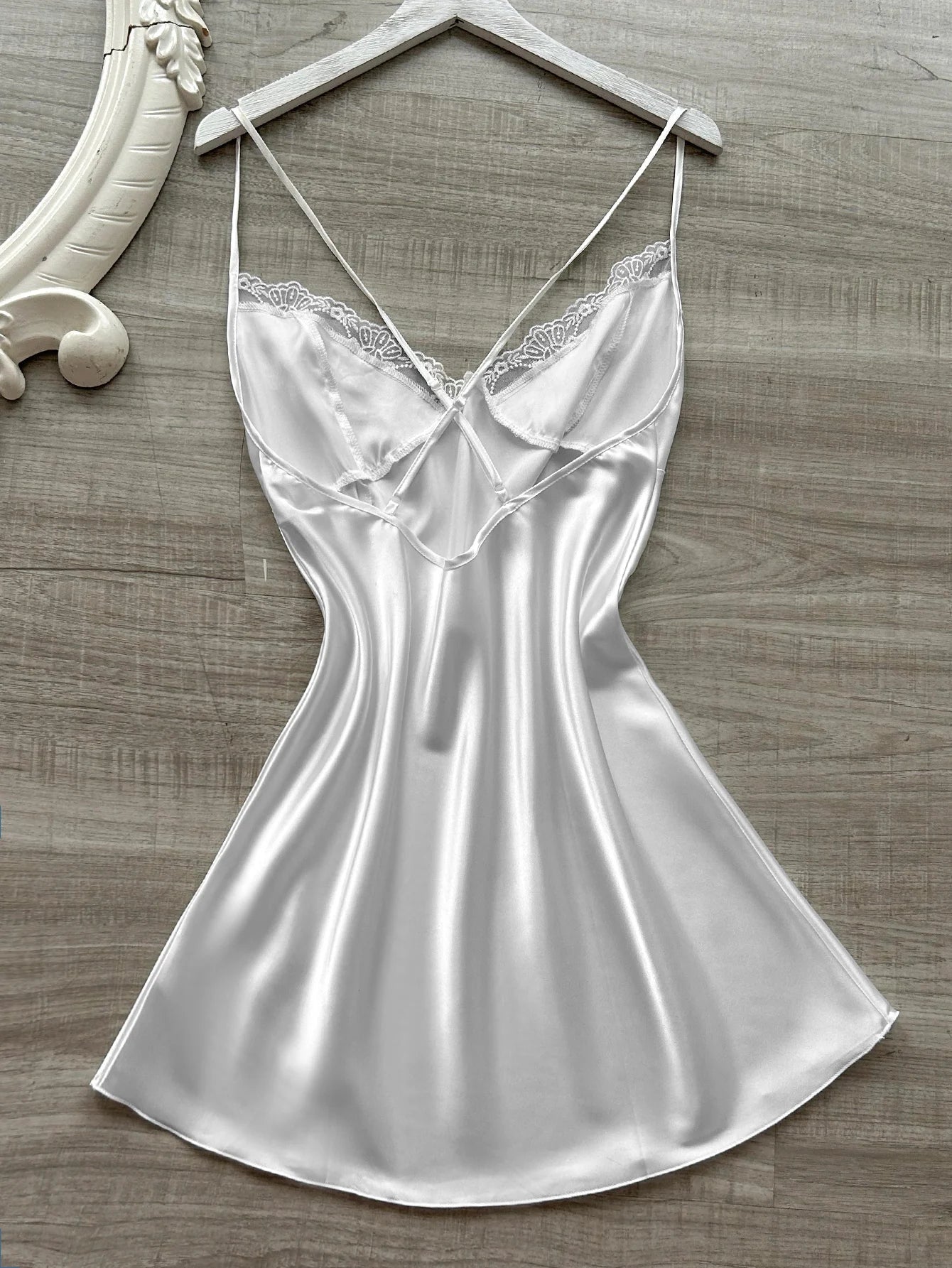 The latest women's satin nightdress V-neck with lace slit design comfortable sexy ladies pajamas