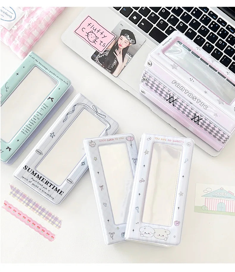 Kawaii Slim Cards Photocard Album 4grid Cards Collect Book Decoration Stickers Storage Stationary