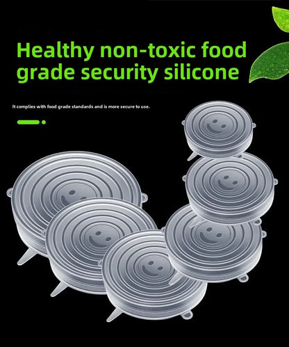 6PC Silicone Cover Reusable Durable For Fresh Food Leftovers Keep Food Fresh Washable Cookware Bowl Microwave Cover Stretch Lids