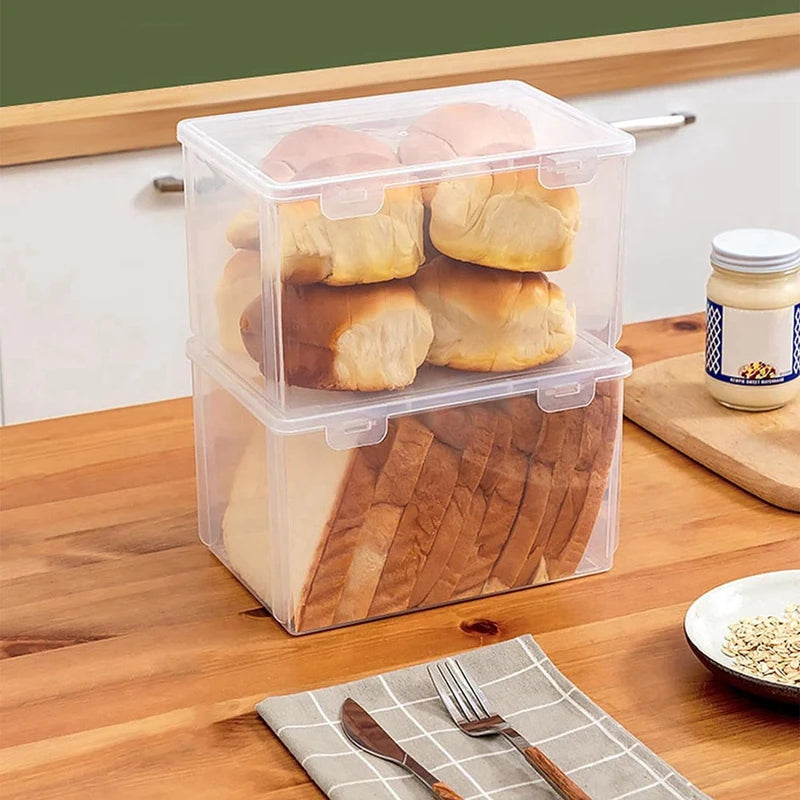 Airtight Bread Storage Containers Bread Storage Box Reusable Loaf Cake Clear Bread Dispenser Freshest Bread Bin