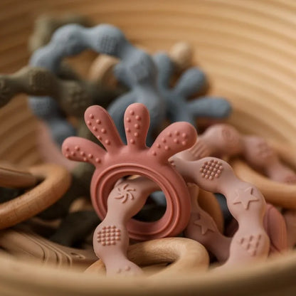 Baby Silicone Teethers Animal Food Grade Silicone Baby 0-12 Toys Silicone Teeth Grinding Stick Newborn Pacifier Accessories Toys