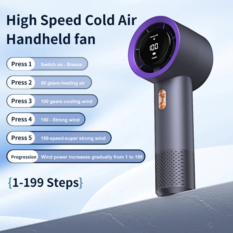 Xiaomi Portable Handheld Electric Fan High Speed Bladeless Fan USB Charging Silent Air Conditioner Digital Display Electric Fan