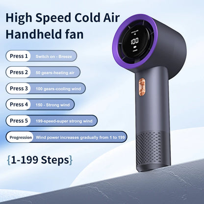 Xiaomi Portable Handheld Electric Fan High Speed Bladeless Fan USB Charging Silent Air Conditioner Digital Display Electric Fan