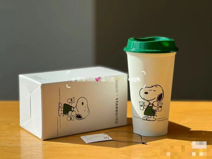 2025 New Snoopy Joint Cup Plastic Straw Cup High Value Cup Summer Casual Pp Coffee Imitation Cups Girl'S Birthday Present