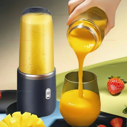 Double Cup Portable Fruit Juice Blender 6 Blades USB Rechargeable Wireless Juicer Machine 400ml Personal Juice Extractor