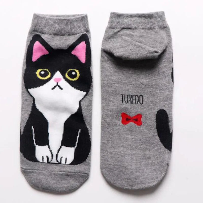5 Pairs/Set Women's Cartoon Cute Cat Ankle Socks Breathable Perfect for Everyday Fashion