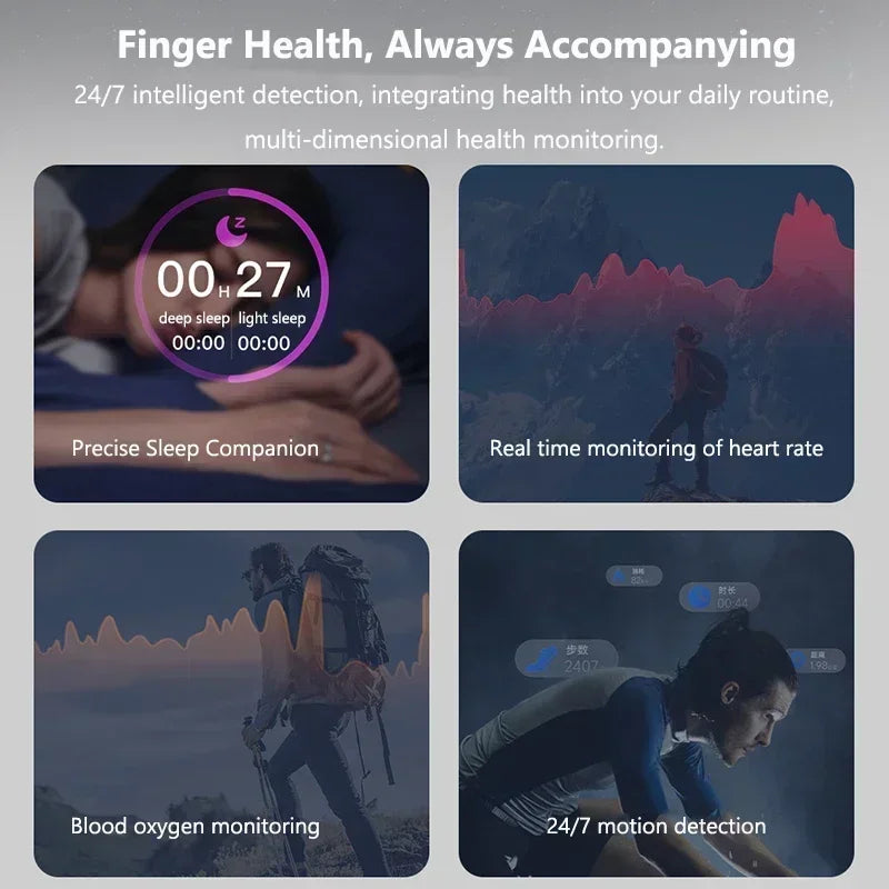 Smart Ring Women Health Tracker Heart Rate Blood Oxygen Photo Control Brush Tiktok Waterproof Multi-sport Modes Men Fitness Ring