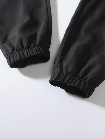 Joggers' Sports Pants, Men's Pants, Track And Field Sports Casual Solid-color Patchwork Pants, Slightly Elastic Trendy Pants