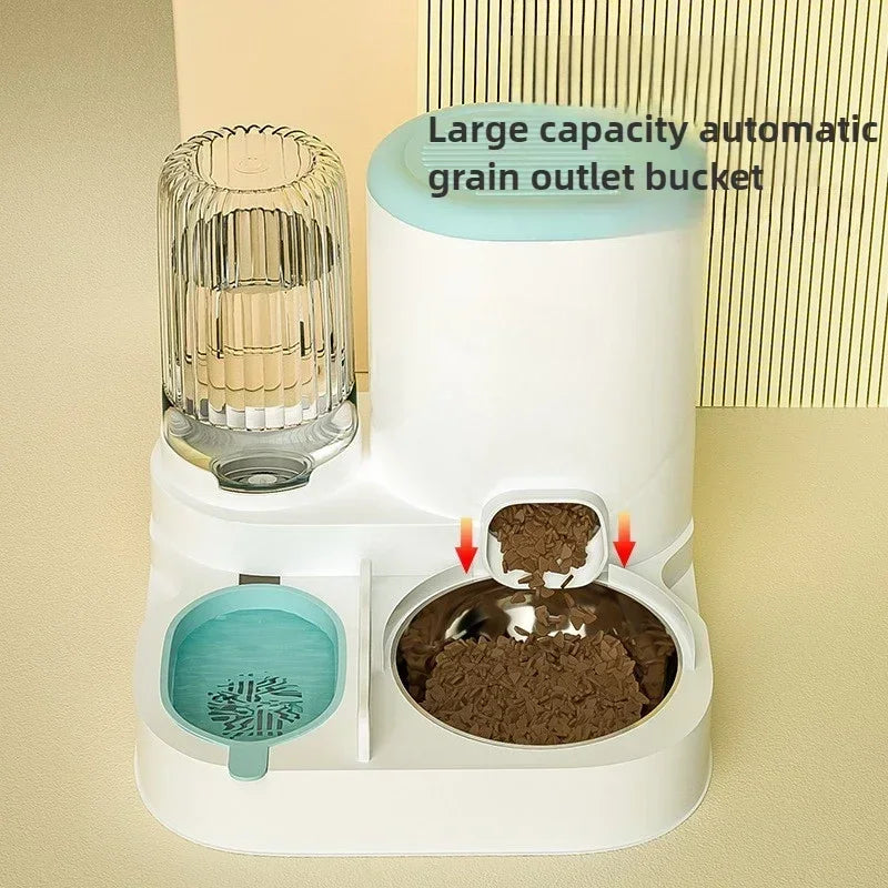 Automatic Cat Feeder and Water Dispenser Non-Electric Easy-Clean Large Capacity Pet Feeding Station for Cats and Small Dogs