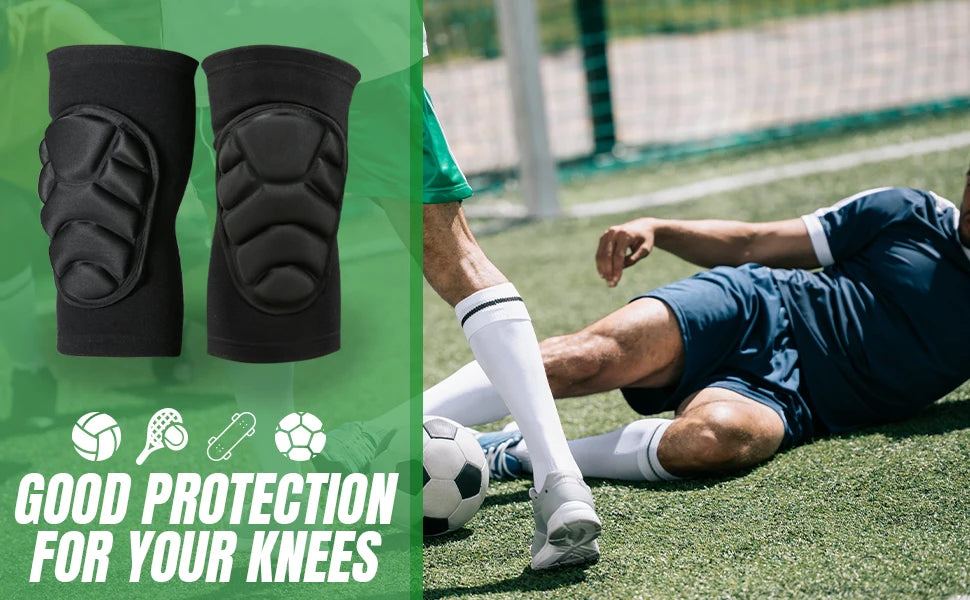 1Pair Premium Knee & Elbow Pads - Thick EVA Foam Protection for Sports & Work - Anti-Slip Design for Basketball/Volleyball/Work