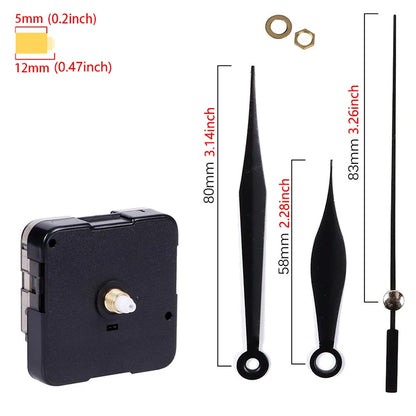 Clock Mechanism Silent Quartz Movement Machine Wall Hands Pointer Set Clockwork Table Long Shaft DIY Watches Repair Parts