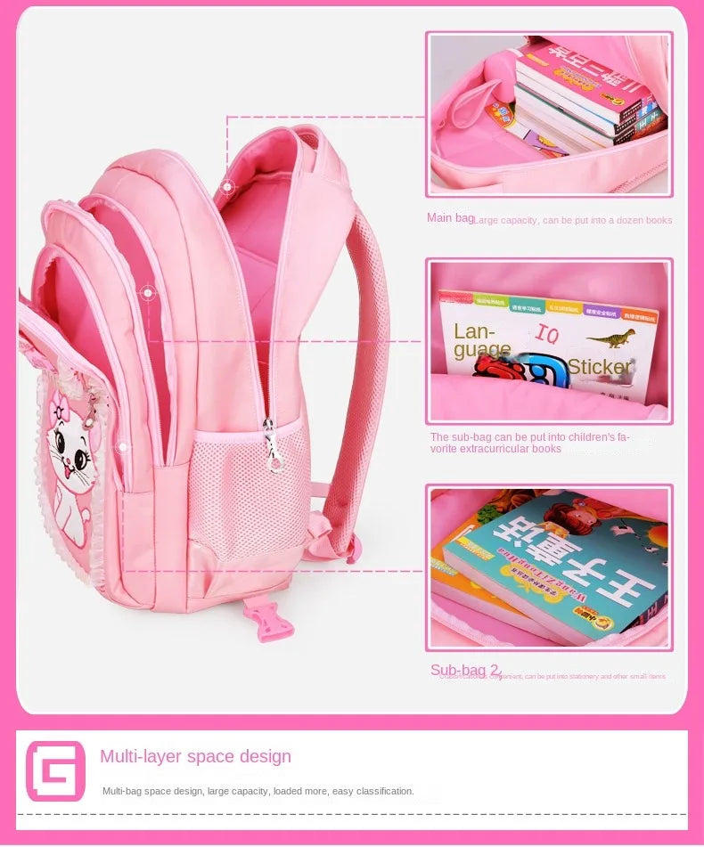 Children School backpack for Girls Cute Cat School Students Backpack For Kids Wheeled Backpack Bag Trolley School Bags On Wheels