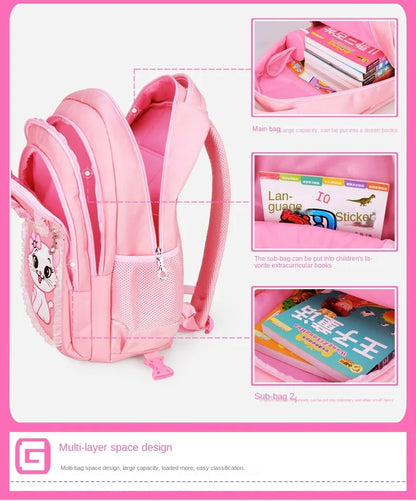 Children School backpack for Girls Cute Cat School Students Backpack For Kids Wheeled Backpack Bag Trolley School Bags On Wheels