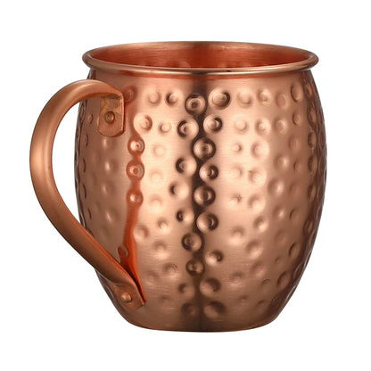 Moscow Mule Copper Mugs | Set of 4 Hammered Cups with Strong Riveted Handle Hold 540ml ( 18oz)