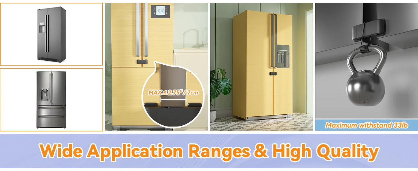 SAFELON 2 Pcs Baby Safety French Fridge Door Lock, Childproof Double Door Refrigerator Lock, Cabinet Cupboard Lock for Toddlers