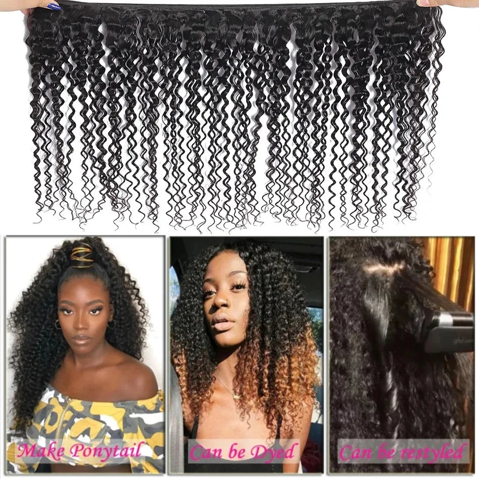 Burmese Afro Kinky Curly Human Hair Bundles Top Raw Hair Extensions Unprocessed Virgin Deep Water Wave 100% Human Hair Weave