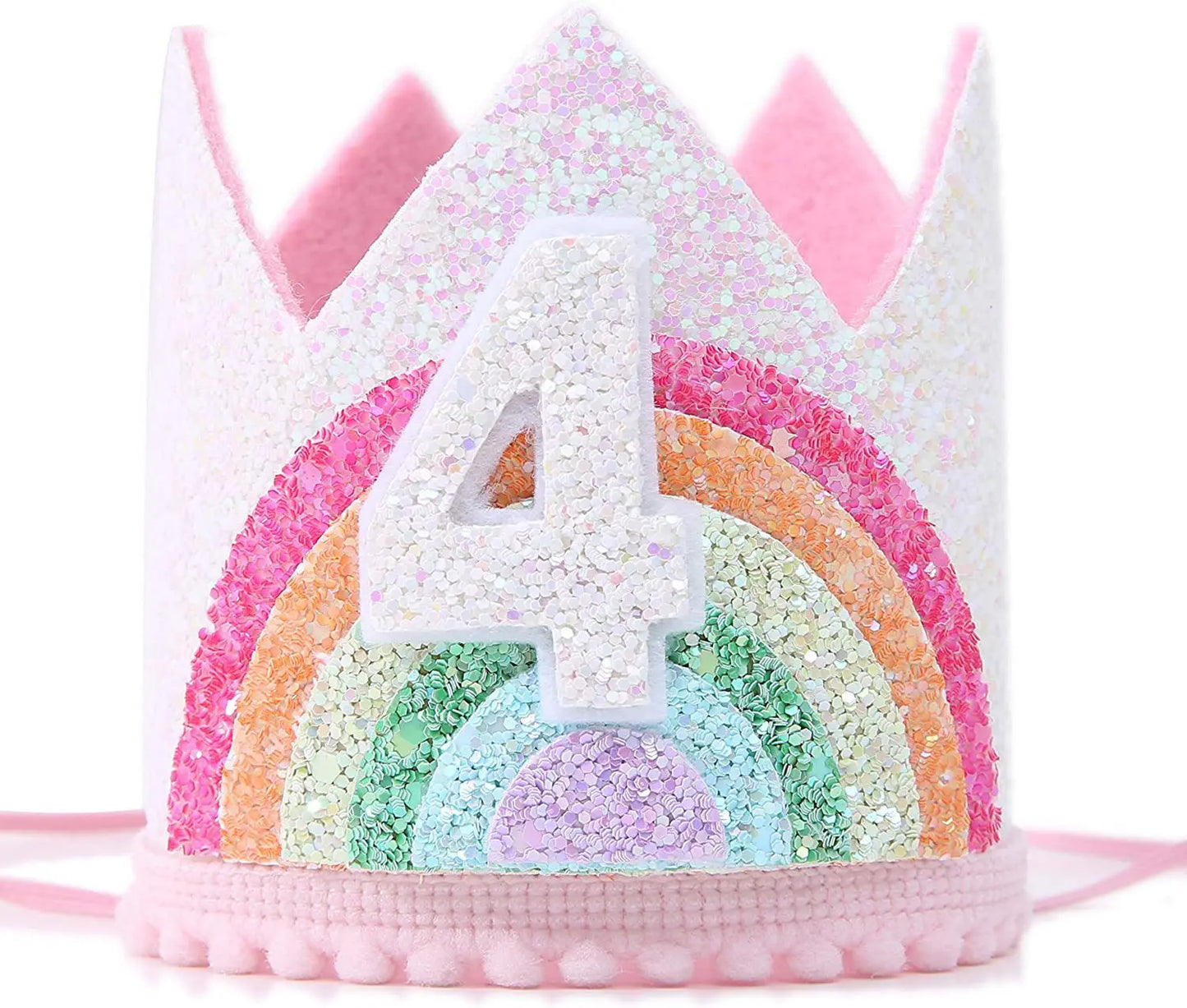 Felt Rainbow Theme Birthday Party Crown 1st 2nd 3rd Happy Birthday Party Decor Kids Baby Shower Party Number Hat Unicorn Party