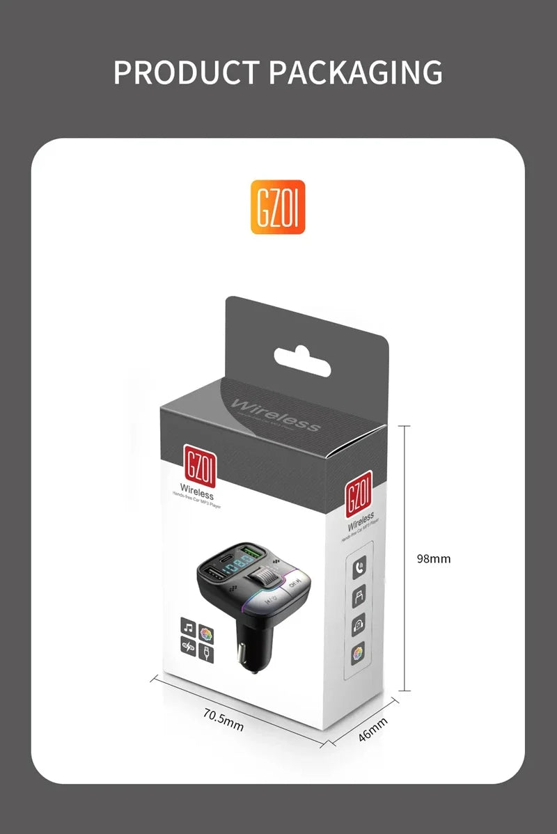 Xiaomi FM Transmitter Bluetooth 5.4 Hands-Free Portable Car AUX Radio Modulator MP3 Player with Fast Charging Adapter