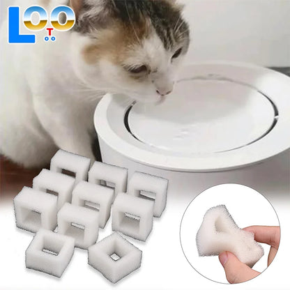 10Pcs Cat Water Fountain Water Pump Foam Filters Compatible With Square Dispensers Pre-Filtered For Fresh & Clean Drinking Water