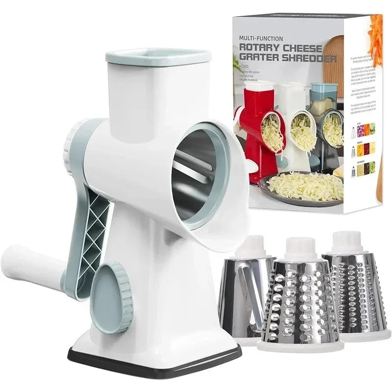 Multi-functional Vegetable Slicer Manual Spiralizer Vegetable Cutter  Hand Cranked Rotary Cheese Grater Shredded Kitchen Tools